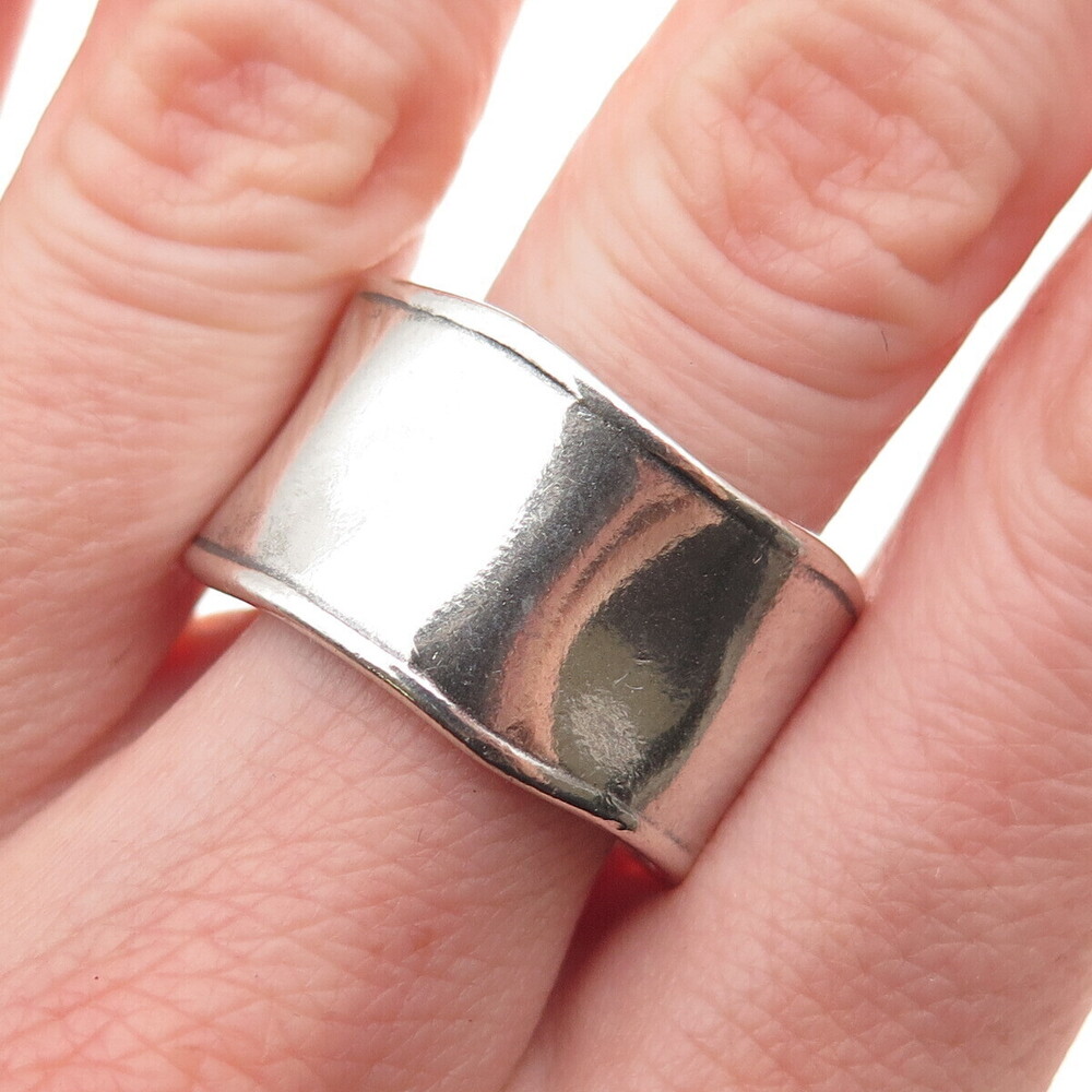 Silpada 925 Sterling Silver Vintage Modernist Oxidized Band Ring Size 11.25